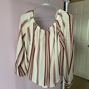 Striped over the shoulder blouse